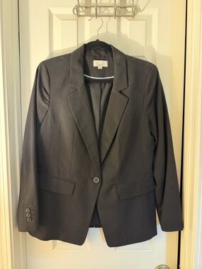 LOFT Black Single-Button Tailored Blazer Jacket
